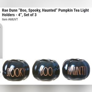 NWT Rae Dunn 3pc set of pumpkin tea light candle holders